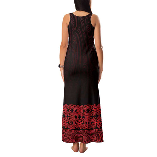 New Zealand Maori Kowhaiwhai Family Matching Tank Maxi Dress and Hawaiian Shirt Whero Maui and Mangopare