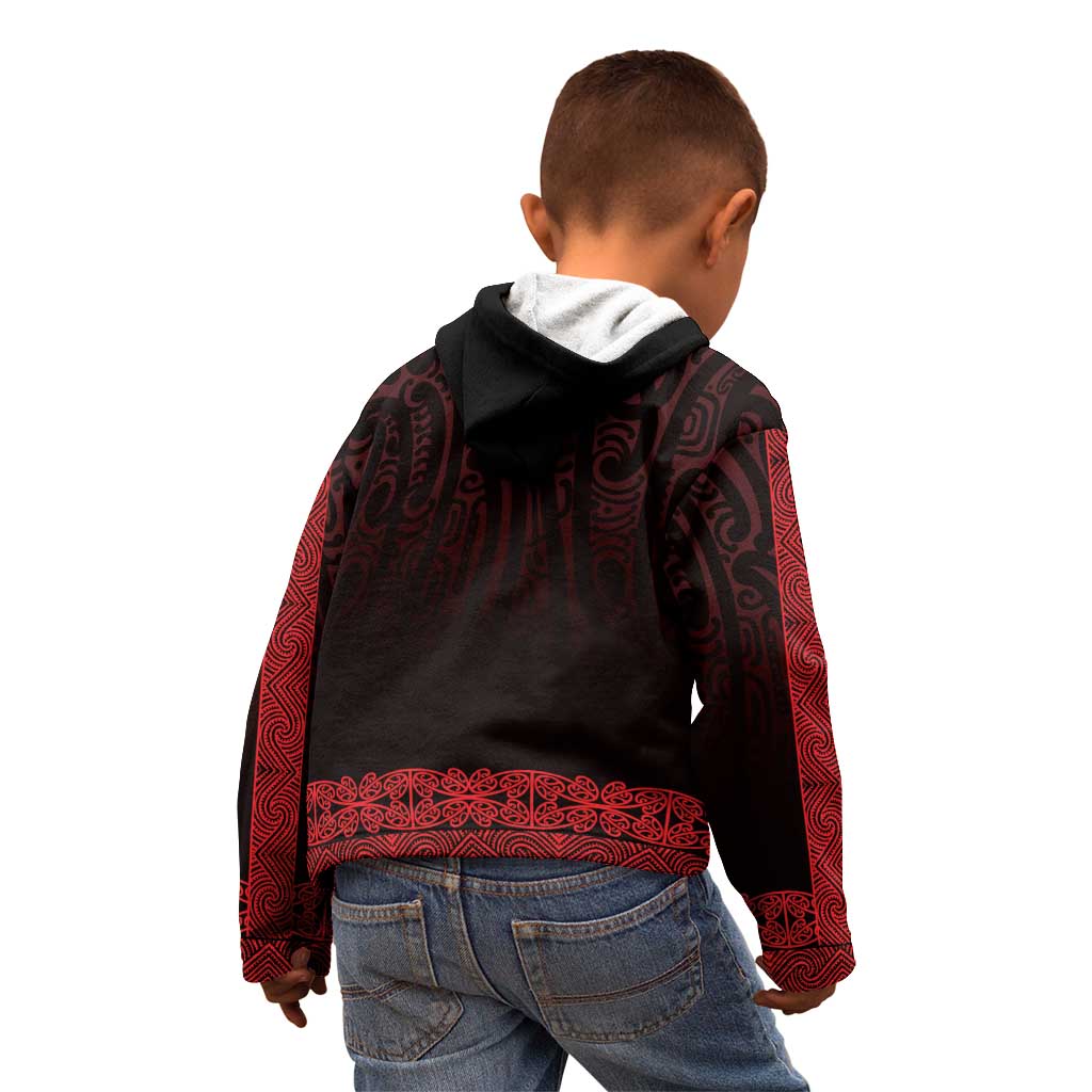 New Zealand Maori Kowhaiwhai Kid Hoodie Whero Maui and Mangopare