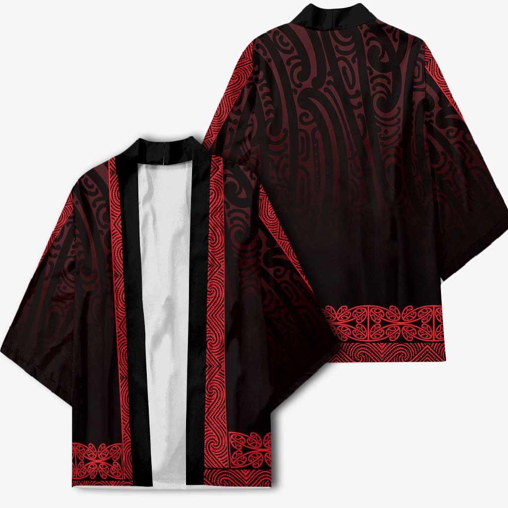 New Zealand Maori Kowhaiwhai Kimono Whero Maui and Mangopare - Aussie Hoodie