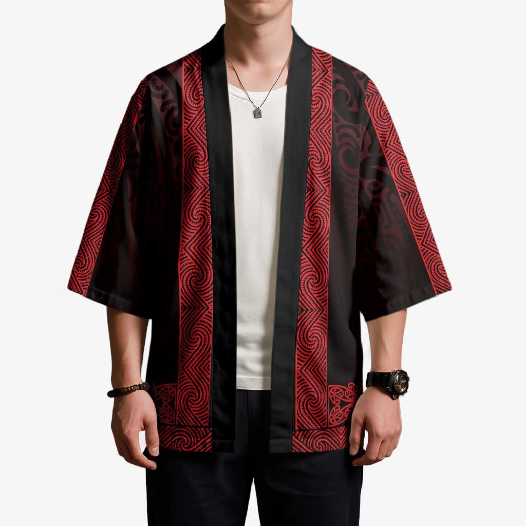 New Zealand Maori Kowhaiwhai Kimono Whero Maui and Mangopare - Aussie Hoodie