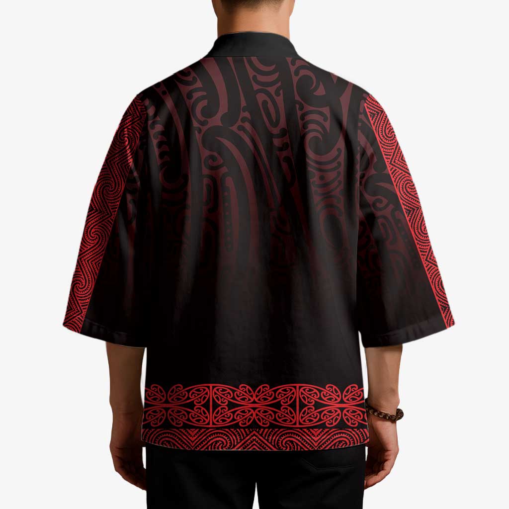 New Zealand Maori Kowhaiwhai Kimono Whero Maui and Mangopare - Aussie Hoodie