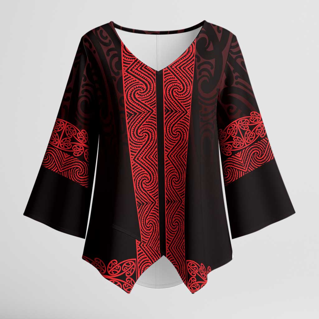 New Zealand Maori Kowhaiwhai Kimono Sleeve Blouse Whero Maui and Mangopare - Aussie Hoodie