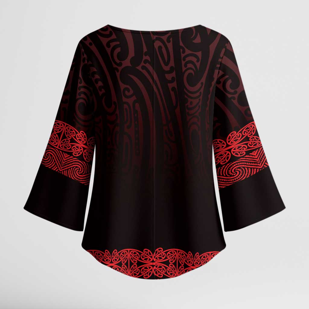 New Zealand Maori Kowhaiwhai Kimono Sleeve Blouse Whero Maui and Mangopare - Aussie Hoodie