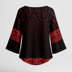 New Zealand Maori Kowhaiwhai Kimono Sleeve Blouse Whero Maui and Mangopare - Aussie Hoodie