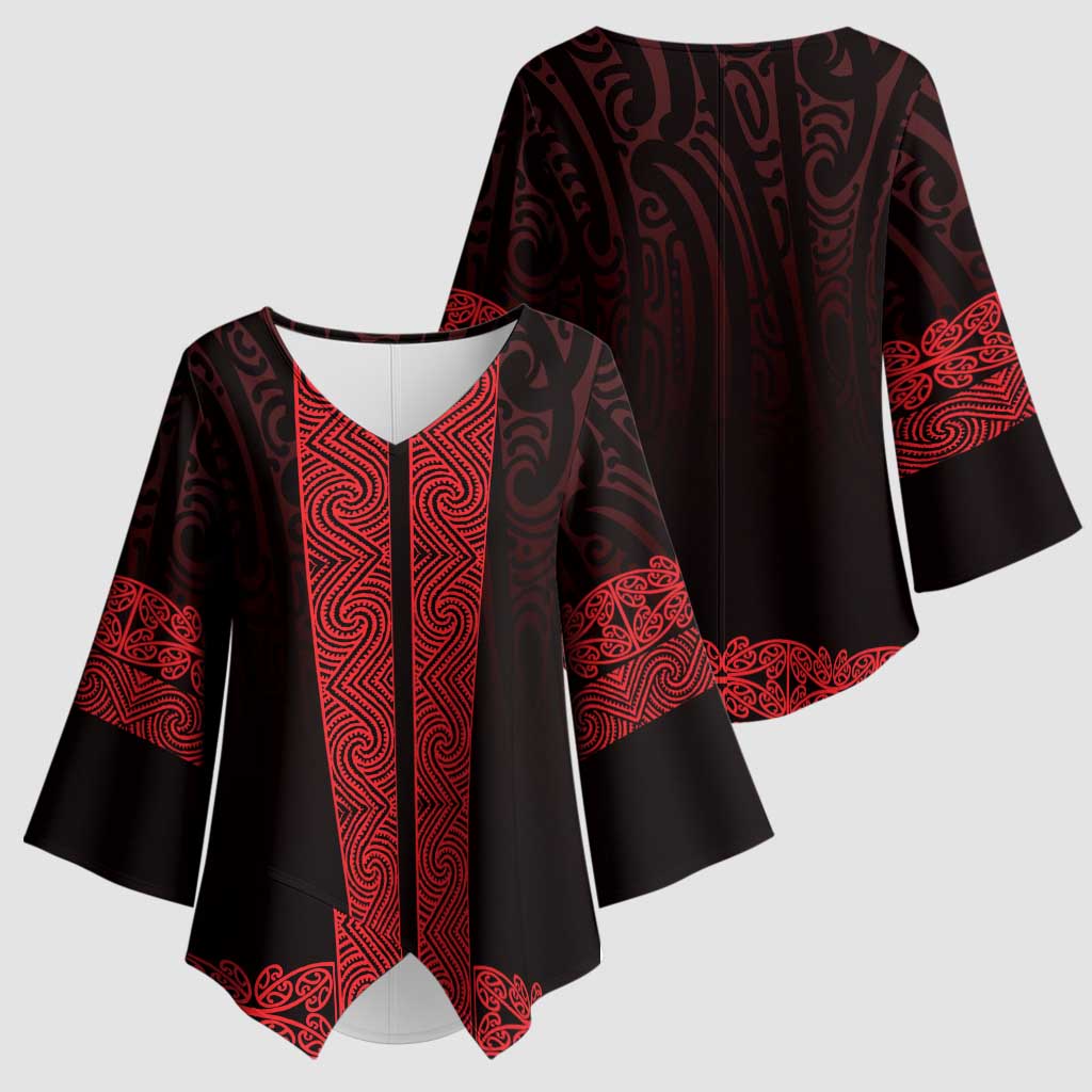New Zealand Maori Kowhaiwhai Kimono Sleeve Blouse Whero Maui and Mangopare - Aussie Hoodie