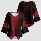 New Zealand Maori Kowhaiwhai Kimono Sleeve Blouse Whero Maui and Mangopare - Aussie Hoodie
