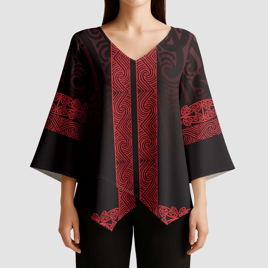 New Zealand Maori Kowhaiwhai Kimono Sleeve Blouse Whero Maui and Mangopare - Aussie Hoodie