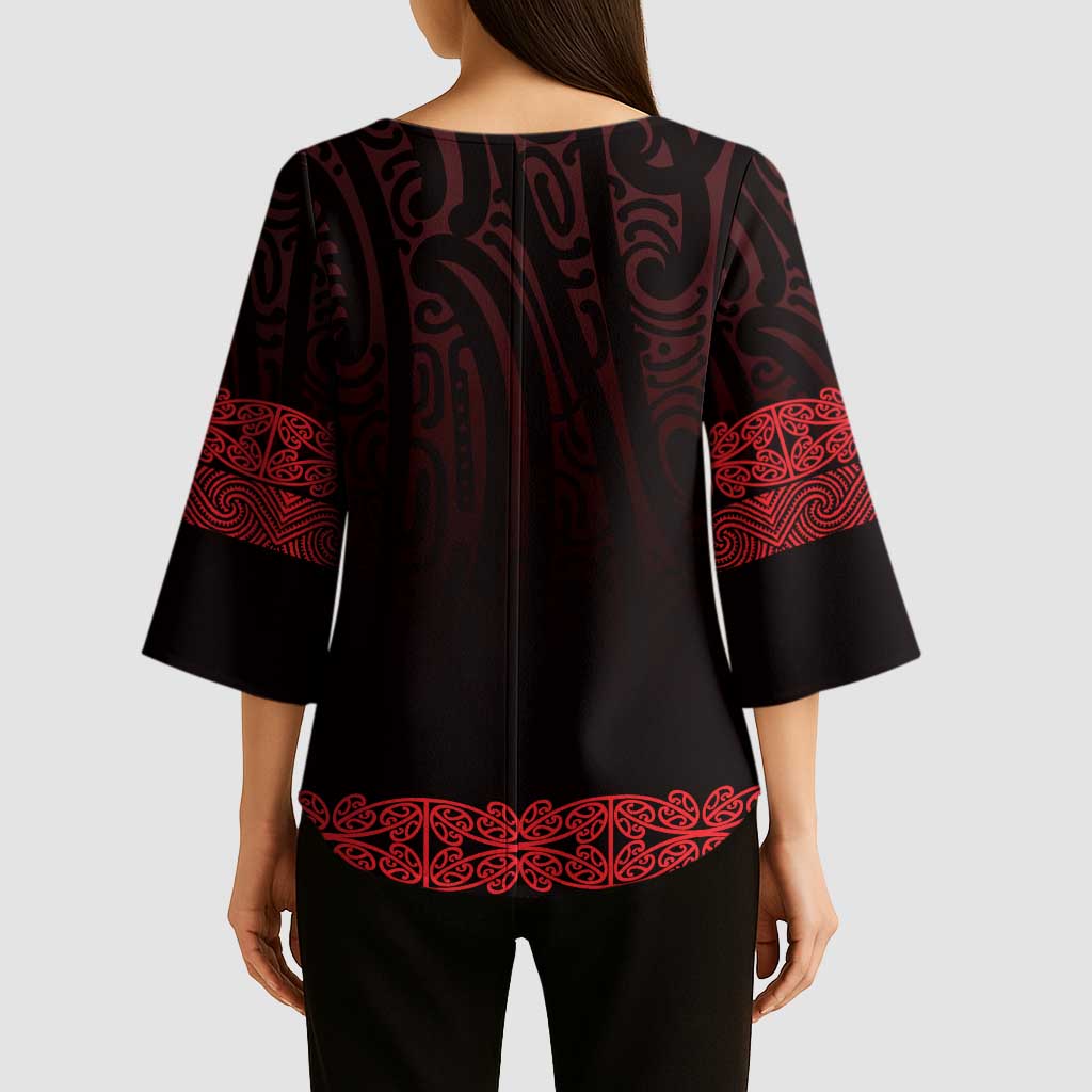New Zealand Maori Kowhaiwhai Kimono Sleeve Blouse Whero Maui and Mangopare - Aussie Hoodie