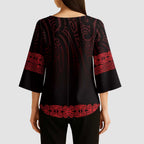 New Zealand Maori Kowhaiwhai Kimono Sleeve Blouse Whero Maui and Mangopare - Aussie Hoodie