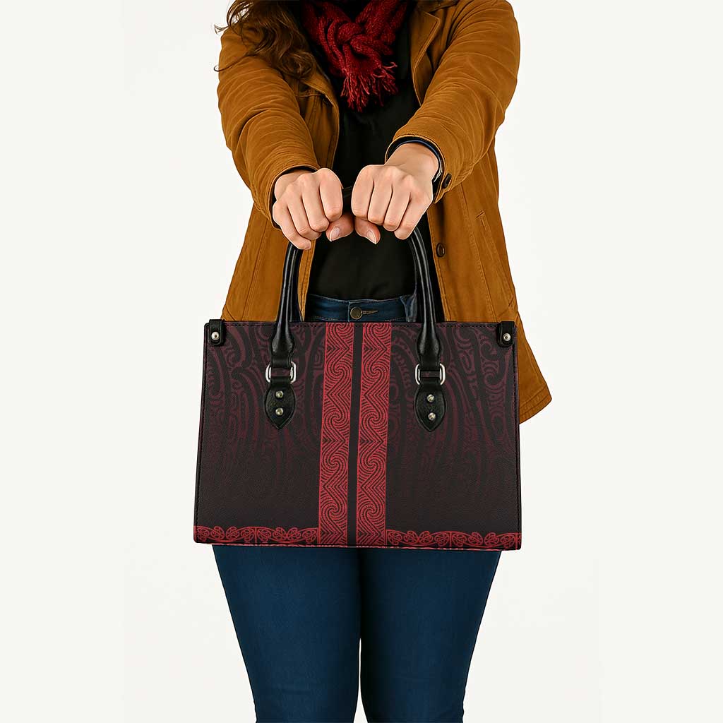 New Zealand Maori Kowhaiwhai Leather Bag Whero Maui and Mangopare - Aussie Hoodie