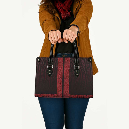 New Zealand Maori Kowhaiwhai Leather Bag Whero Maui and Mangopare - Aussie Hoodie