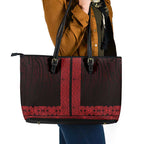 New Zealand Maori Kowhaiwhai Leather Tote Bag Whero Maui and Mangopare