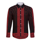 New Zealand Maori Kowhaiwhai Long Sleeve Button Shirt Whero Maui and Mangopare