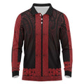 New Zealand Maori Kowhaiwhai Long Sleeve Polo Shirt Whero Maui and Mangopare
