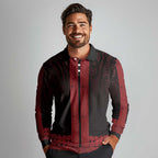 New Zealand Maori Kowhaiwhai Long Sleeve Polo Shirt Whero Maui and Mangopare