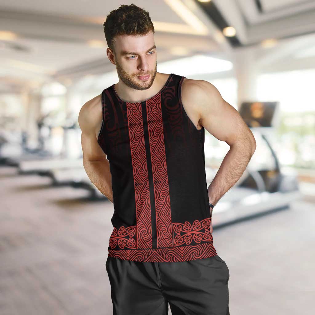 New Zealand Maori Kowhaiwhai Men Tank Top Whero Maui and Mangopare