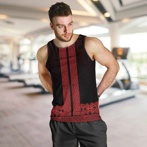 New Zealand Maori Kowhaiwhai Men Tank Top Whero Maui and Mangopare