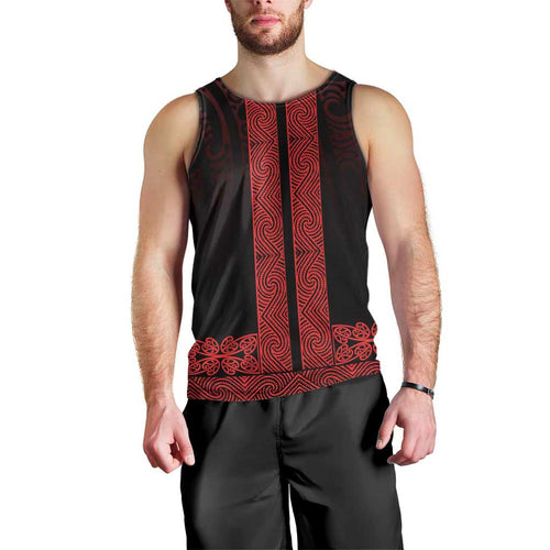 New Zealand Maori Kowhaiwhai Men Tank Top Whero Maui and Mangopare