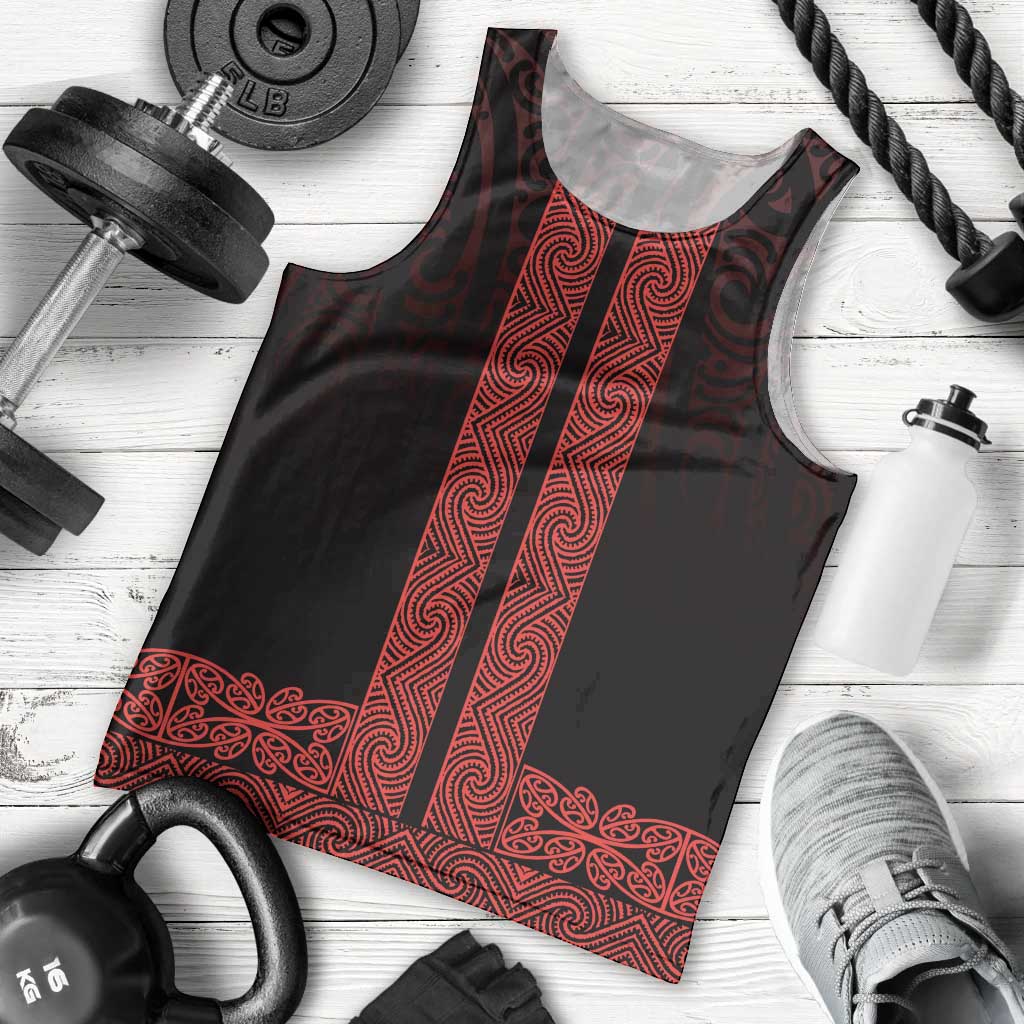New Zealand Maori Kowhaiwhai Men Tank Top Whero Maui and Mangopare