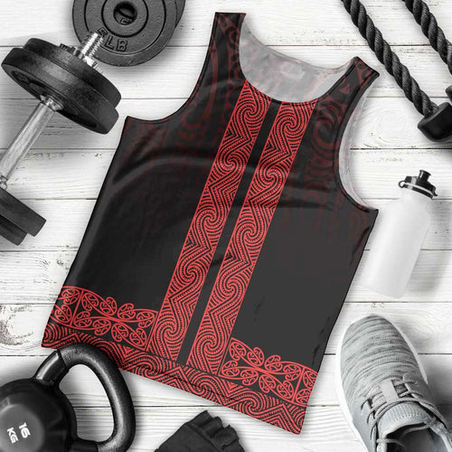 New Zealand Maori Kowhaiwhai Men Tank Top Whero Maui and Mangopare