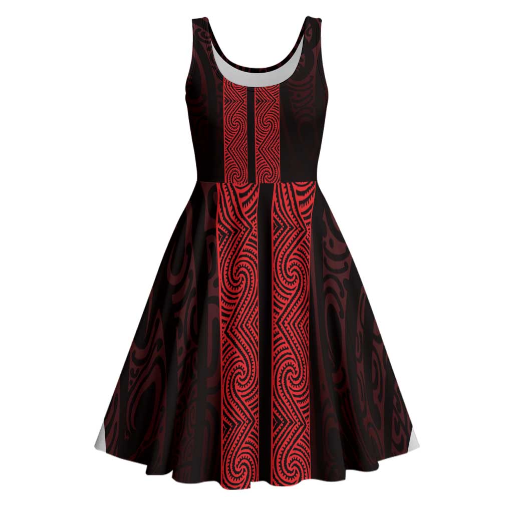 New Zealand Maori Kowhaiwhai Midi Dress Whero Maui and Mangopare - Aussie Hoodie