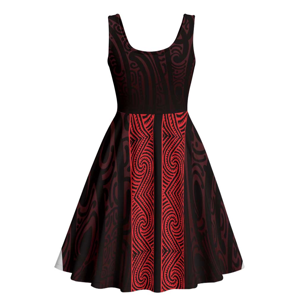 New Zealand Maori Kowhaiwhai Midi Dress Whero Maui and Mangopare - Aussie Hoodie