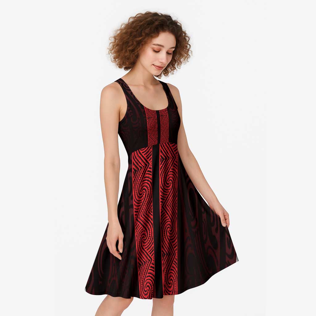 New Zealand Maori Kowhaiwhai Midi Dress Whero Maui and Mangopare - Aussie Hoodie