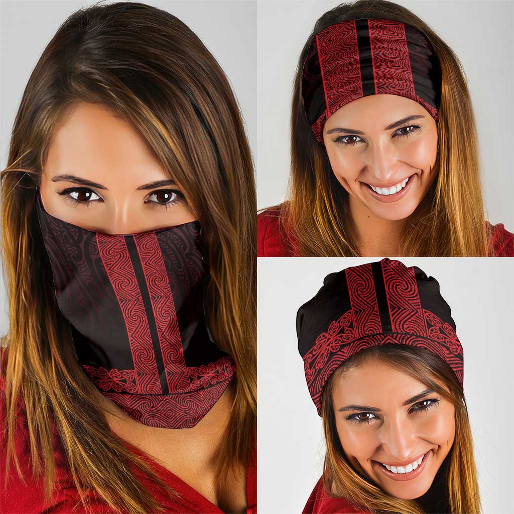 New Zealand Maori Kowhaiwhai Neck Gaiter Whero Maui and Mangopare - Aussie Hoodie