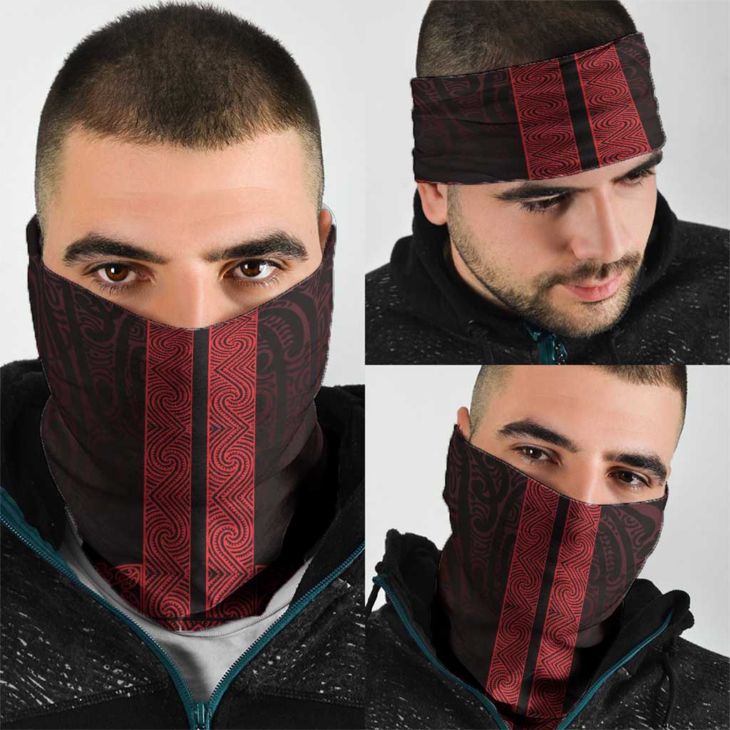 New Zealand Maori Kowhaiwhai Neck Gaiter Whero Maui and Mangopare - Aussie Hoodie