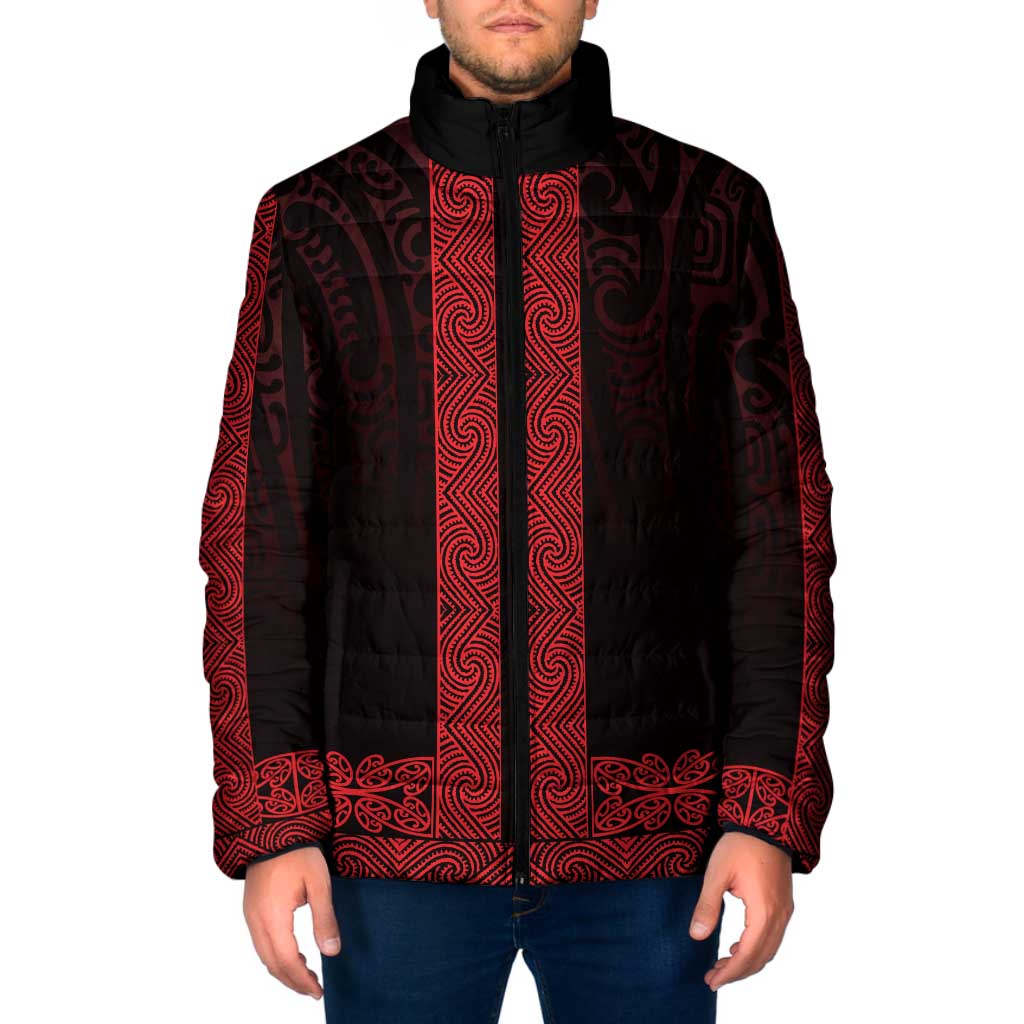 New Zealand Maori Kowhaiwhai Padded Jacket Whero Maui and Mangopare - Aussie Hoodie