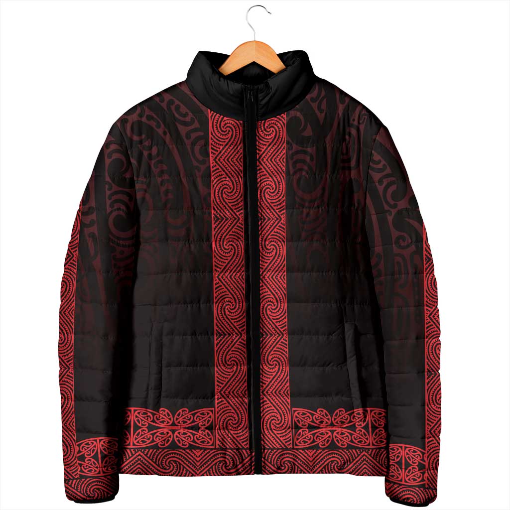 New Zealand Maori Kowhaiwhai Padded Jacket Whero Maui and Mangopare - Aussie Hoodie