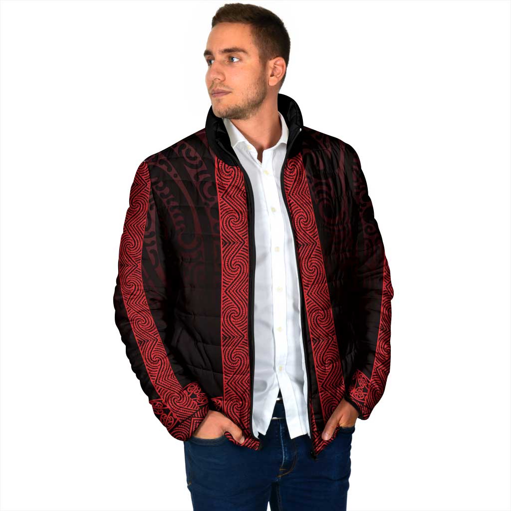 New Zealand Maori Kowhaiwhai Padded Jacket Whero Maui and Mangopare - Aussie Hoodie