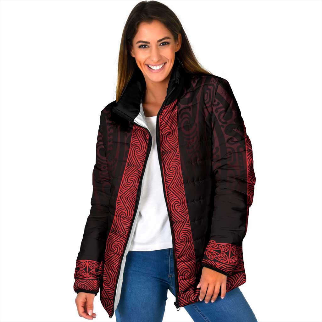 New Zealand Maori Kowhaiwhai Padded Jacket Whero Maui and Mangopare - Aussie Hoodie