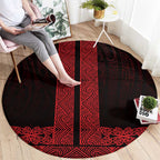 New Zealand Maori Kowhaiwhai Round Carpet Whero Maui and Mangopare