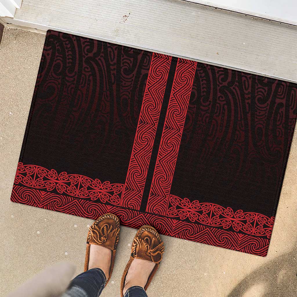 New Zealand Maori Kowhaiwhai Rubber Doormat Whero Maui and Mangopare