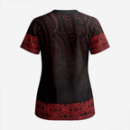 New Zealand Maori Kowhaiwhai Scrub Top Whero Maui and Mangopare - Aussie Hoodie
