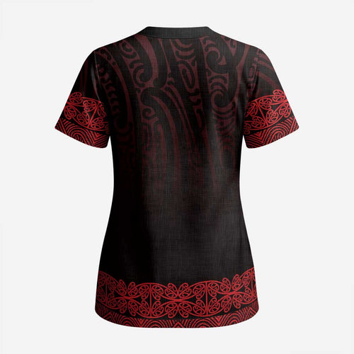 New Zealand Maori Kowhaiwhai Scrub Top Whero Maui and Mangopare - Aussie Hoodie