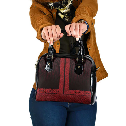 New Zealand Maori Kowhaiwhai Shoulder Handbag Whero Maui and Mangopare