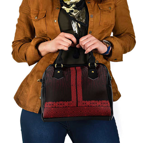 New Zealand Maori Kowhaiwhai Shoulder Handbag Whero Maui and Mangopare