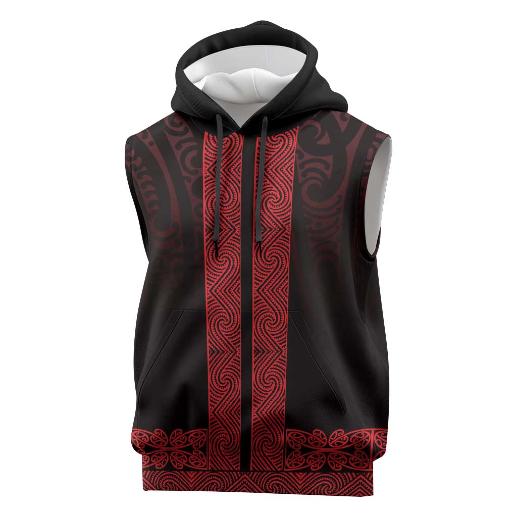 New Zealand Maori Kowhaiwhai Sleeveless Hoodie Whero Maui and Mangopare - Aussie Hoodie