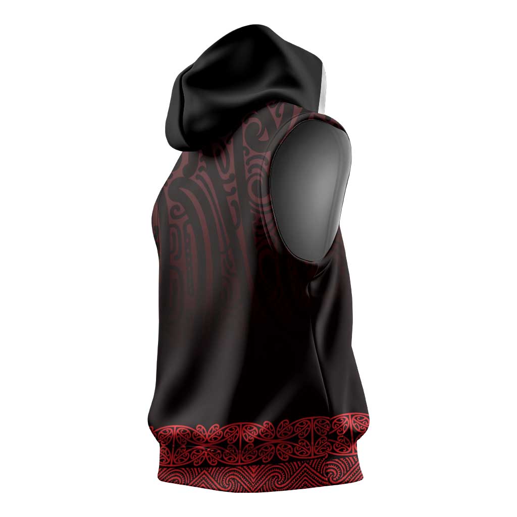 New Zealand Maori Kowhaiwhai Sleeveless Hoodie Whero Maui and Mangopare - Aussie Hoodie