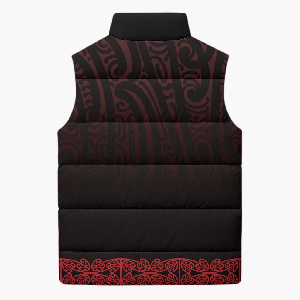 New Zealand Maori Kowhaiwhai Sleeveless Puffer Jacket Whero Maui and Mangopare - Aussie Hoodie