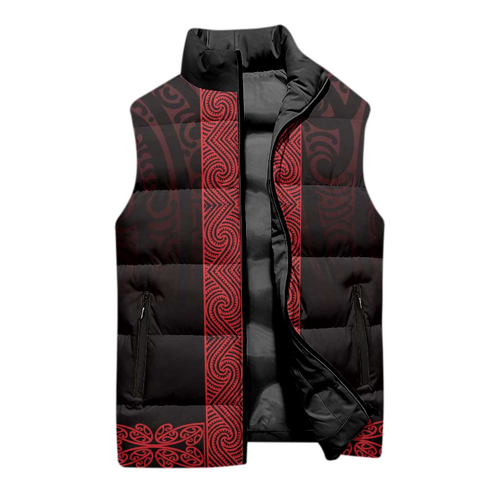 New Zealand Maori Kowhaiwhai Sleeveless Puffer Jacket Whero Maui and Mangopare - Aussie Hoodie