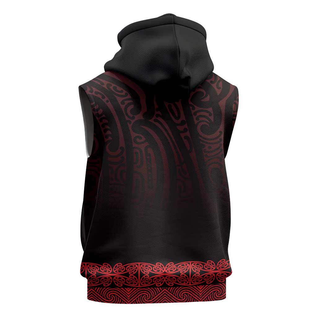 New Zealand Maori Kowhaiwhai Sleeveless Zip Hoodie Whero Maui and Mangopare - Aussie Hoodie