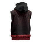 New Zealand Maori Kowhaiwhai Sleeveless Zip Hoodie Whero Maui and Mangopare LT9
