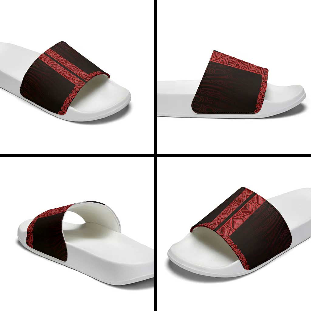 New Zealand Maori Kowhaiwhai Slide Sandals Whero Maui and Mangopare - Aussie Hoodie