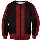 New Zealand Maori Kowhaiwhai Sweatshirt Whero Maui and Mangopare