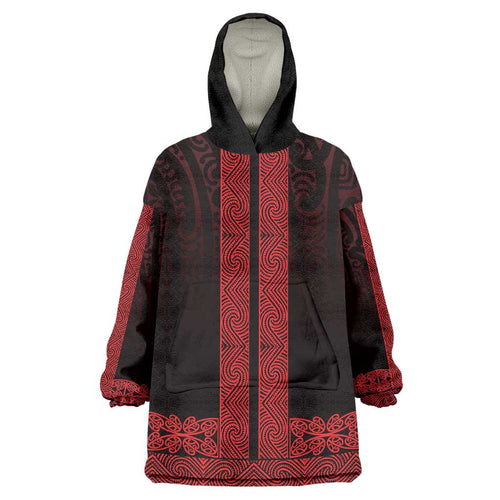New Zealand Maori Kowhaiwhai Wearable Blanket Hoodie Whero Maui and Mangopare