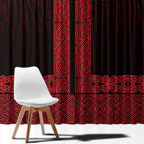 New Zealand Maori Kowhaiwhai Window Curtain Whero Maui and Mangopare