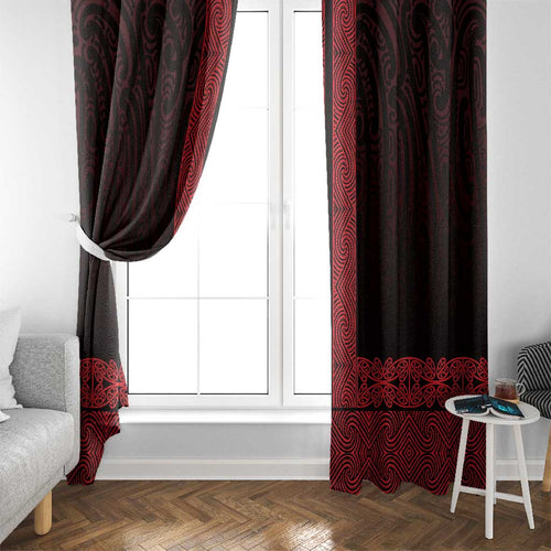 New Zealand Maori Kowhaiwhai Window Curtain Whero Maui and Mangopare